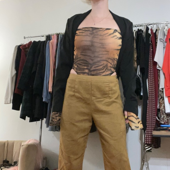 Mesh Tiger Bodysuit, Brown/Black (Medium), Stretch & High cut *HALLOWEEN SPECIAL - Picture 15 of 16